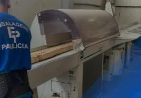Serra de produção de embalagens de madeira da Embalagens Paulicea